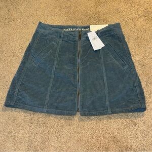 American Eagle Outfitters Blue Corduroy Skirt Hi Rise A Line Size 2 Womens NWT